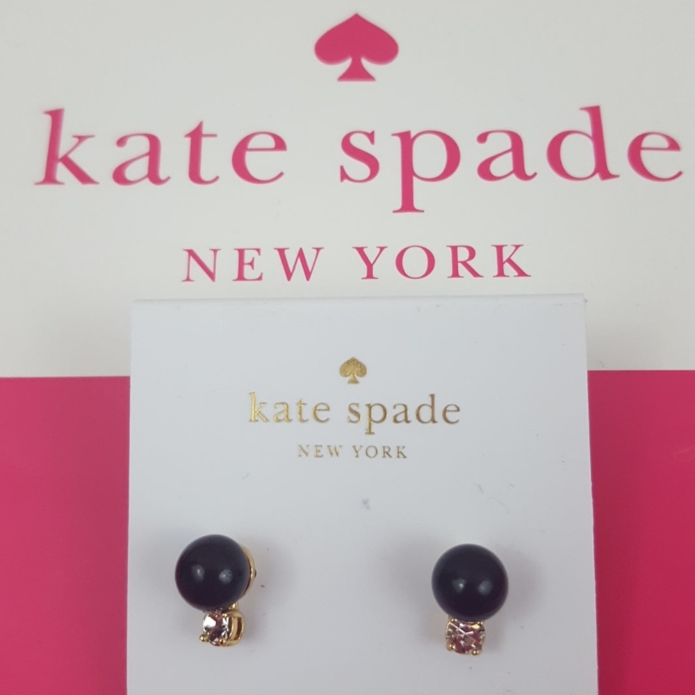 Kate Spade Black & Clear Stud Earrings NWT